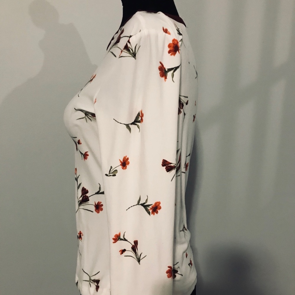 White Floral Long Sleeve Shirt - Picture 3 of 4
